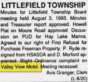 Valley View Motel (Country House) - Aug 1993 Cited For Blight